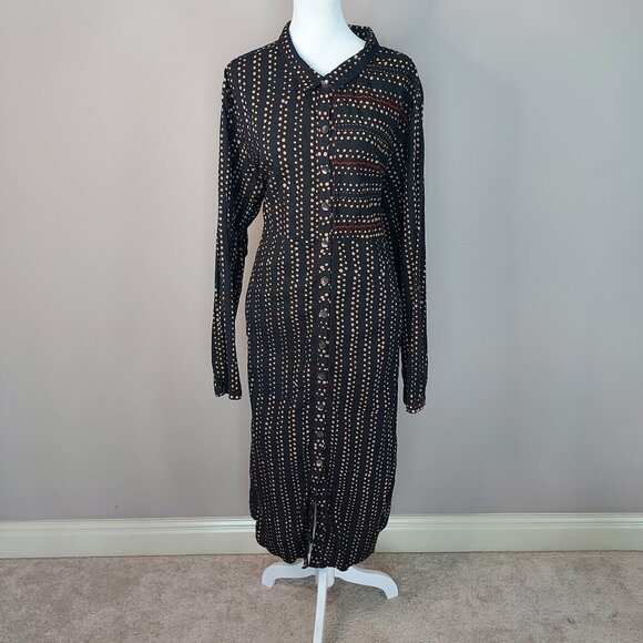 Marketplace Handwork of India Button Front Midi Shirt Dress Size 2X - Picture 1 of 13